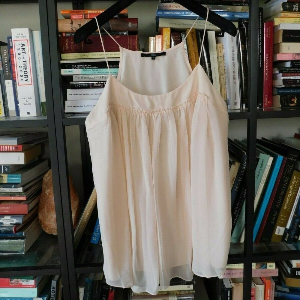 Tibi Blush Pleat Ruffle Silk Racerback Camisole